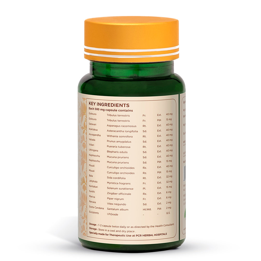 Vajee Care strong Capsule for Men’s Wellness | Ayurvedic Supplement for Men’s Vitality | Testosterone Booster | Ashwagandha | kapikacchu - 60 Capsules