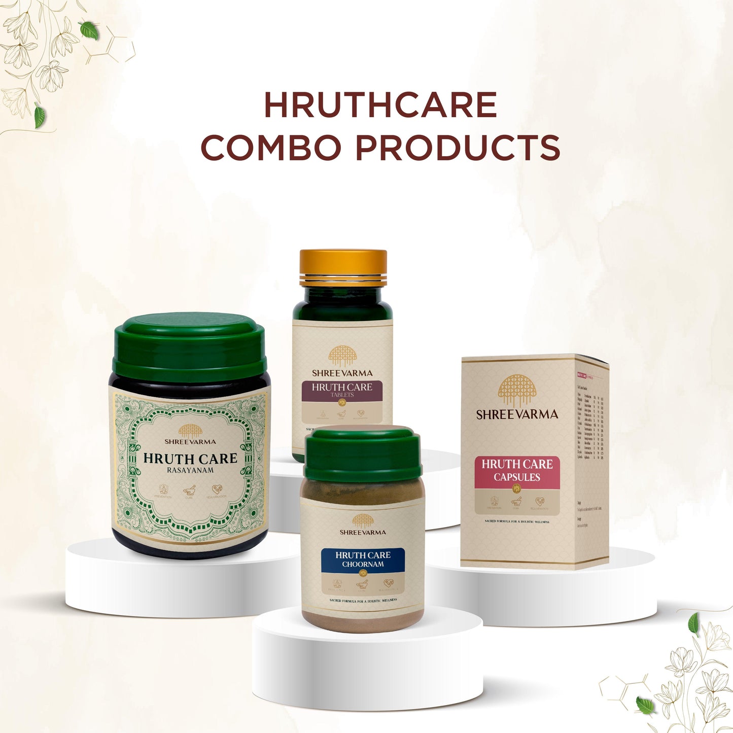 shreevarma Capsule Hruth Care Capsule for Heart Disease | Ayurvedic Supplement for Heart Health | Regulates Blood Pressure | Arjuna | Tulasi | Controls High Cholesterol - 60 Capsules