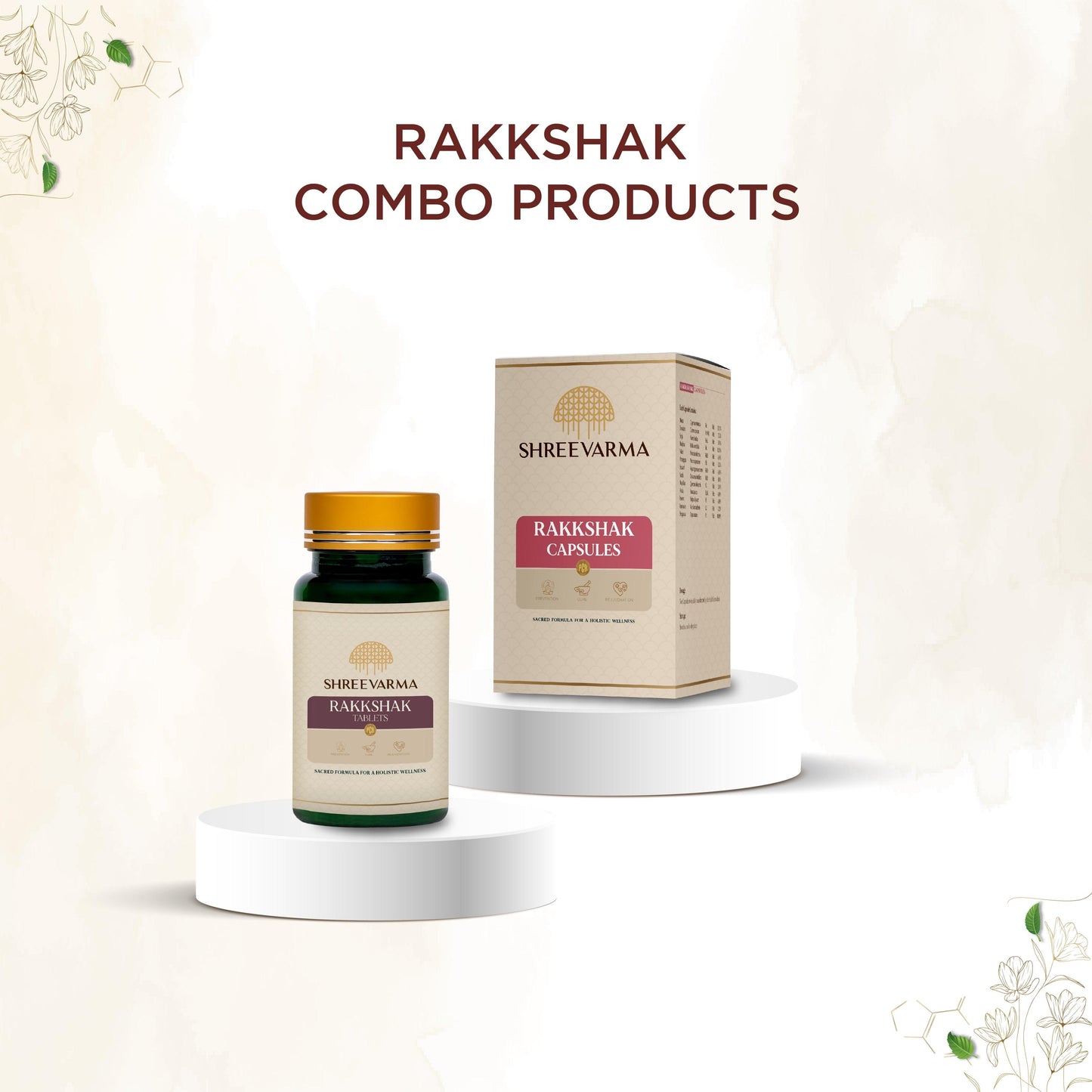 shreevarma Capsule Rakkshak Capsule For Blood Pressure | Ayurvedic Supplement for Hypertension | Stress | Insomnia | Ashwagandha | Effectively Lowers Blood Pressure — 60 Capsules