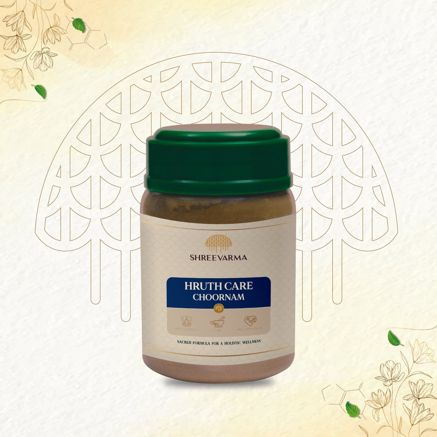 shreevarma Hruth Care Choornam for Heart Disease | Ayurvedic Supplement for Heart Health | Regulates Blood Pressure | Arjuna | Mridwika | Controls High Cholesterol