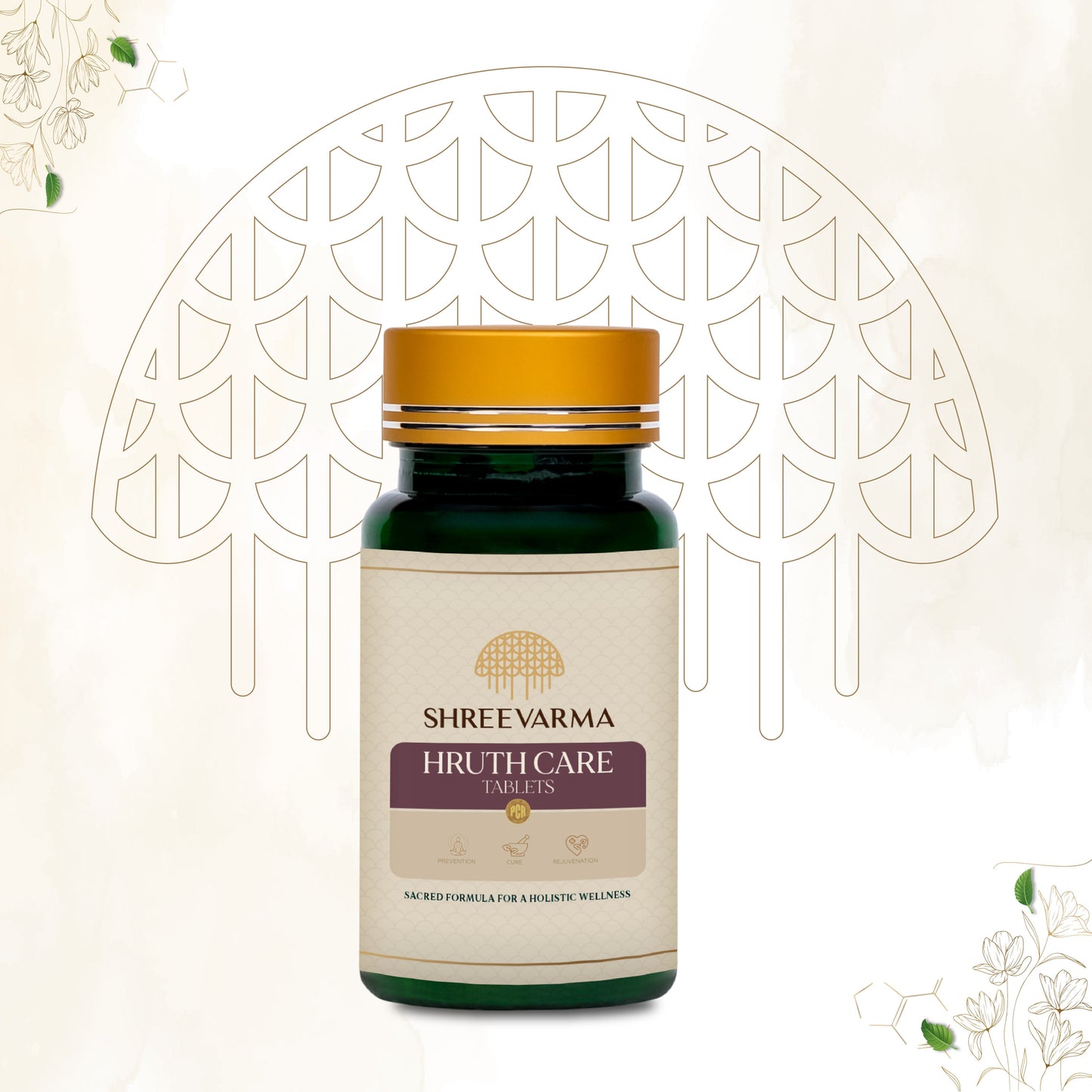 shreevarma Hruth Care Tablets for Heart Disease | Ayurvedic Supplement for Heart Health | Regulates Blood Pressure | Arjuna | Tulasi | Controls High Cholesterol – 60 Tablets