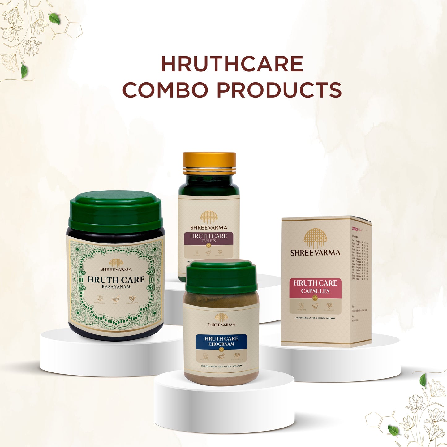 shreevarma Hruth Care Tablets for Heart Disease | Ayurvedic Supplement for Heart Health | Regulates Blood Pressure | Arjuna | Tulasi | Controls High Cholesterol – 60 Tablets
