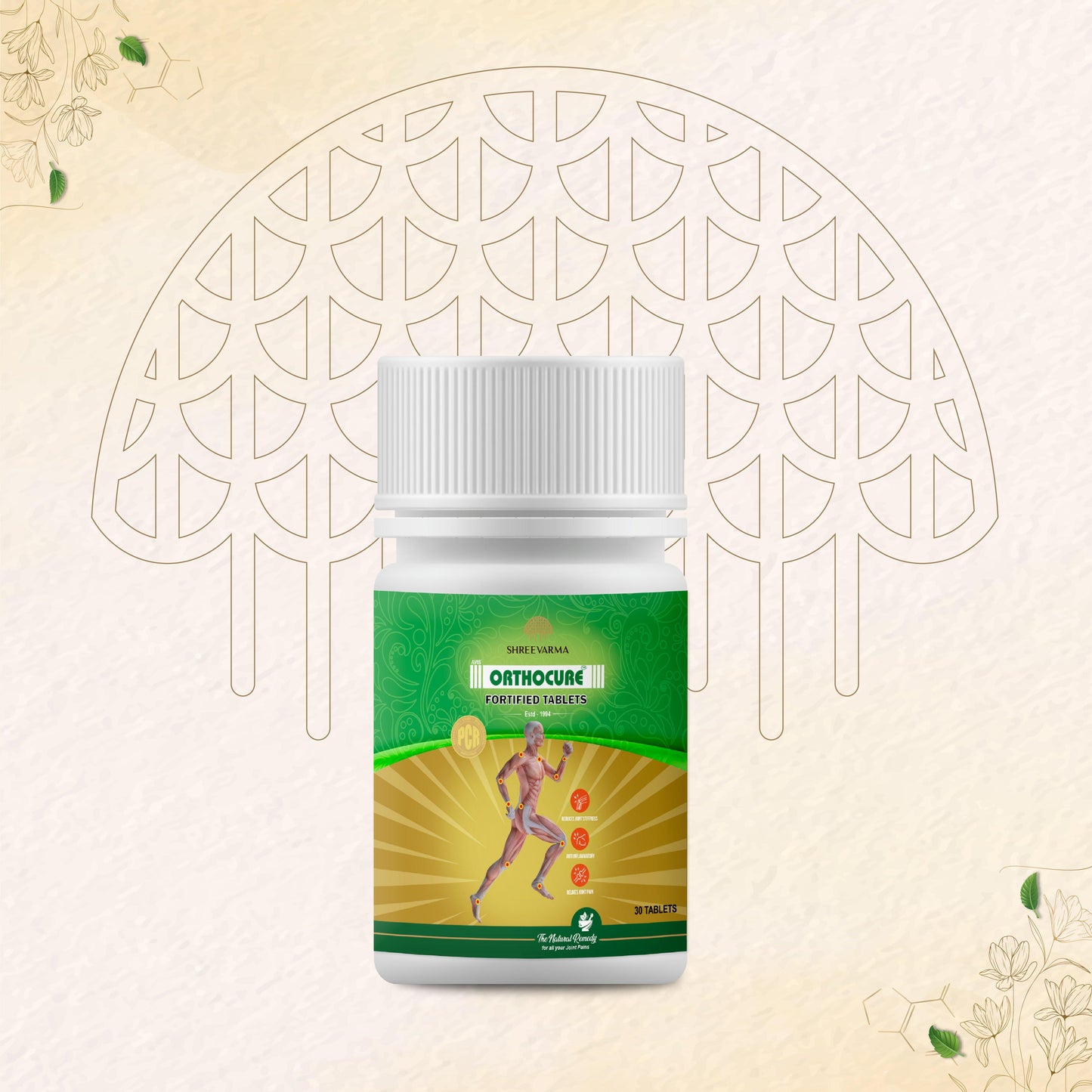 shreevarma Orthocure Fortified Tablet for Bone Care | Anti-Inflammation | Mobility | Flexibility | Ayurvedic Supplement to Reduce Joint Pain – 60 Tablets