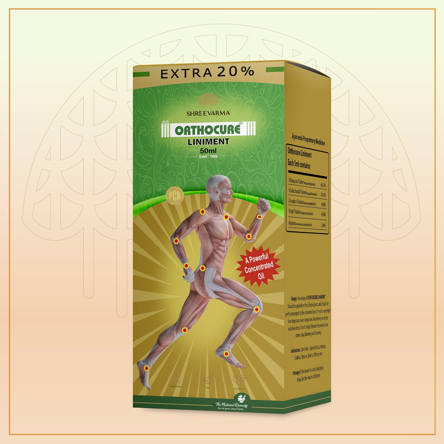 shreevarma Orthocure Liniment oil for Bone Care | Anti-Inflammation | Mobility | Flexibility | Ayurvedic Supplement to Reduce Joint Pain | Sahacharadi | Karpura