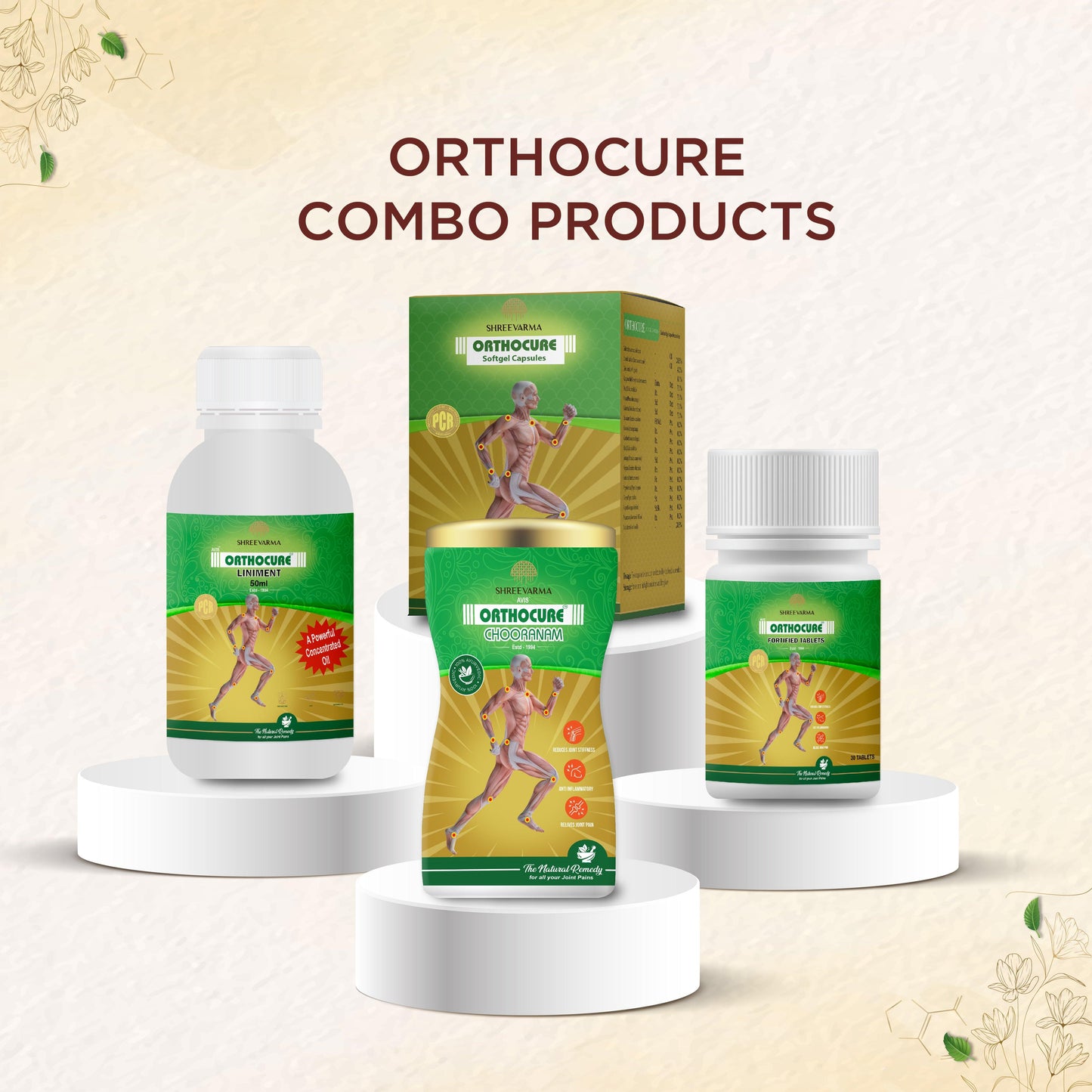 shreevarma Soft GEL Orthocure SG Capsules for Bone Care | Anti-Inflammation | Mobility | Flexibility | Ayurvedic Supplement to Reduce Joint Pain | Rasna | Bala – 60 Capsules