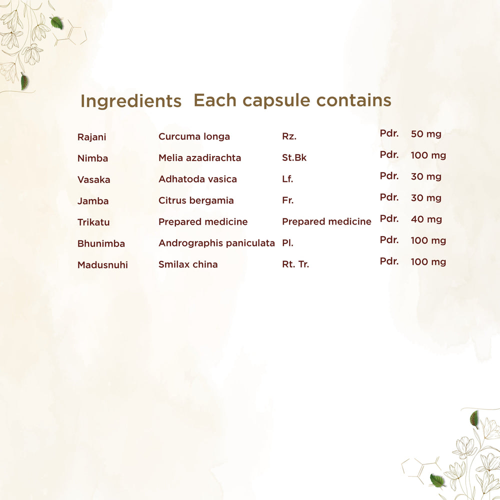 
                  
                    shreevarma Capsule Dermak Capsule for Skin Conditions | Ayurvedic Supplement for Psoriasis | Eczema & Acne | Restores Pigmentation | Turmeric | Neem — 60 Capsules
                  
                