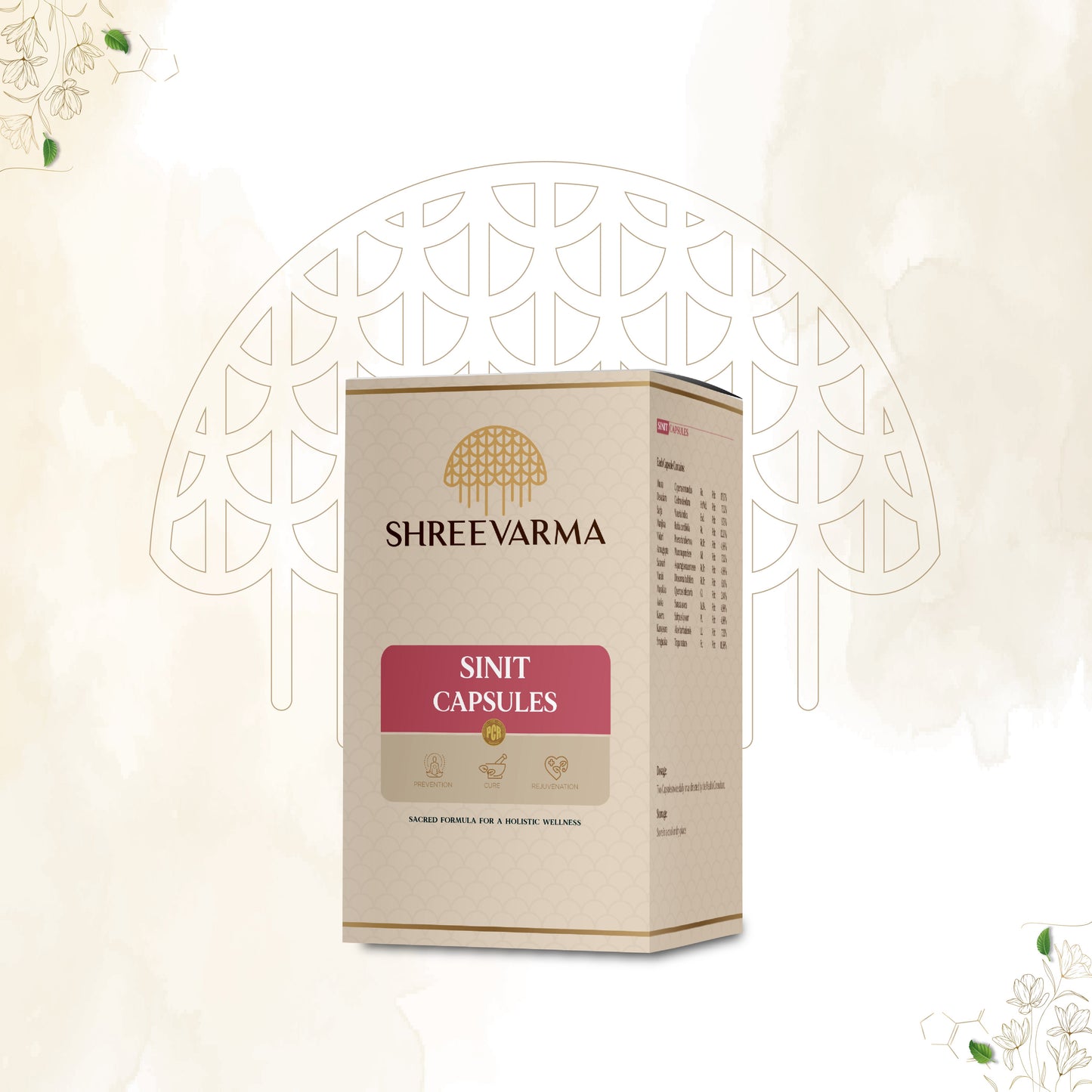 shreevarma Capsule Sinit Capsules for Treating Sinus | Ayurvedic Supplement for Clear Breathing and Ease Nasal Congestion | Boosts Immunity | Soothes Sore Throat and Relieves Sinusitis | Clove | Tulasi – 60 Capsules