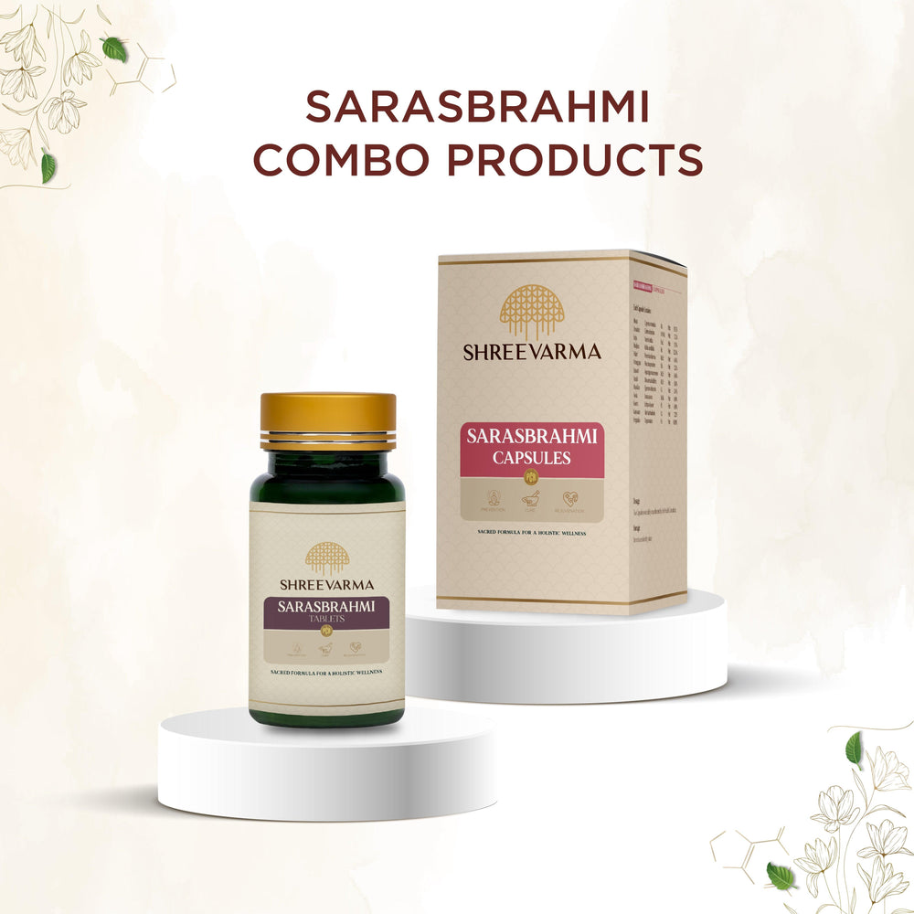 shreevarma Saras Brahmi Capsules for Brain Health  | Memory Boosting Ayurvedic Supplement | Enhances Focus and Concentrate | Ashwagandha | Brahmi – 60 Capsules